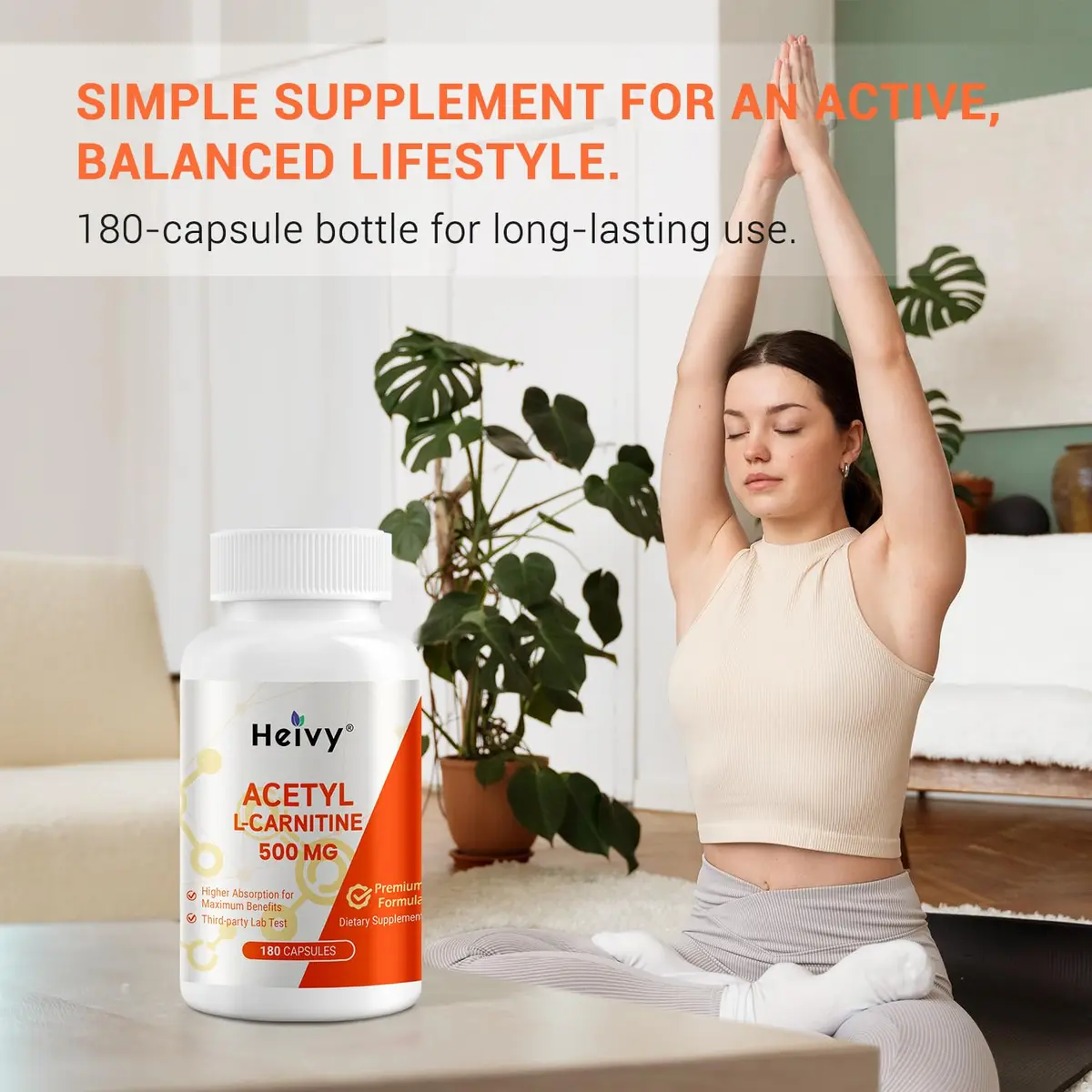 Heivy Acetyl L-Carnitine 500mg | Supports Brain & Metabolic Health | 180 Capsules - view 4