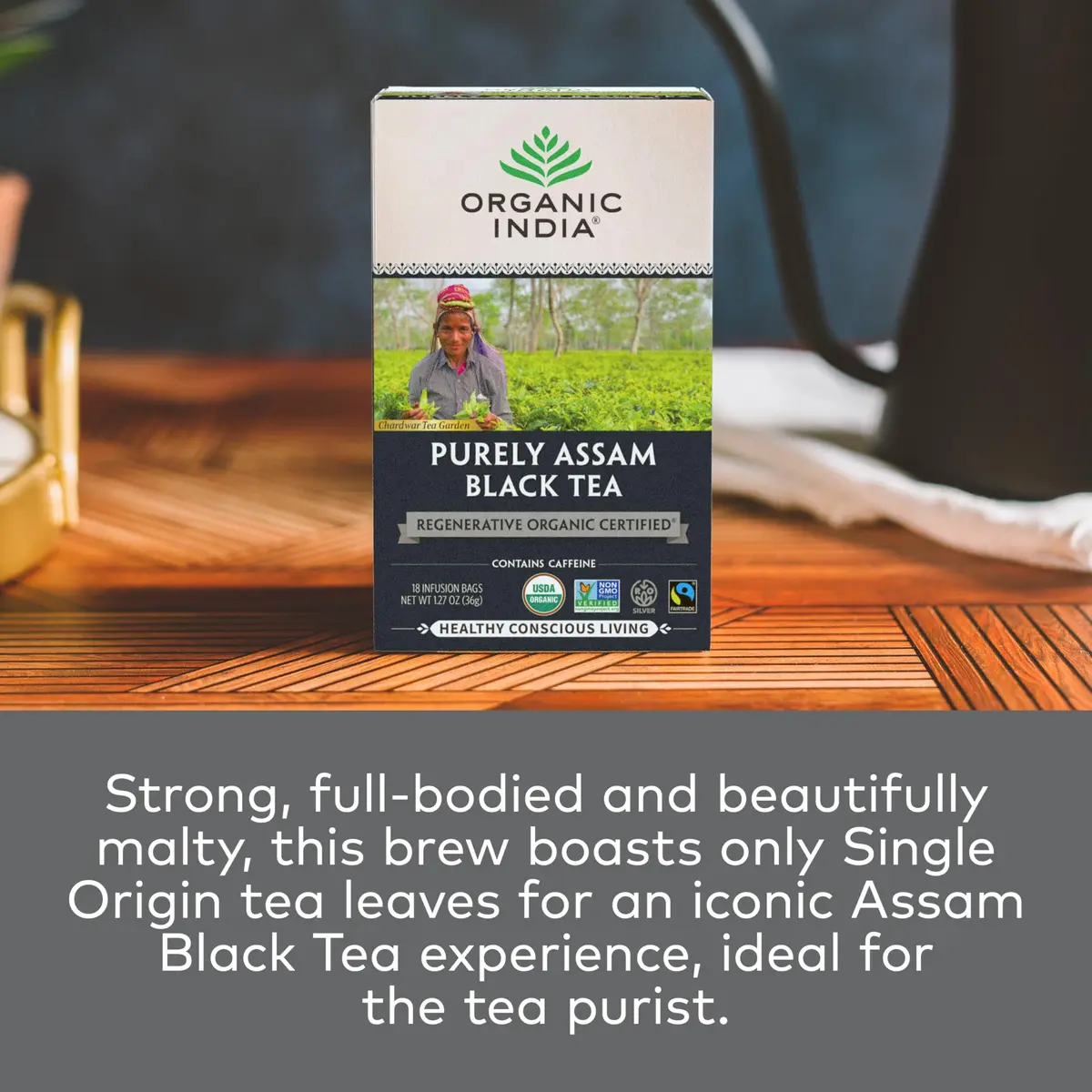 ORGANIC INDIA Purely Assam Black Tea 18 Bags | USDA Organic, Regenerative Certified - view 5