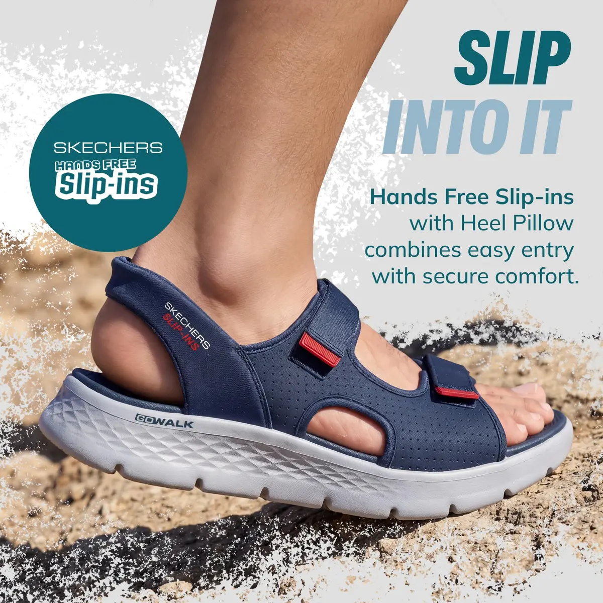 Skechers Men’s Hands Free Slip-Ins Go Walk Flex Easy Entry Sandal, Navy/Red, 8 | Lightweight Comfort for Active Men - view 5