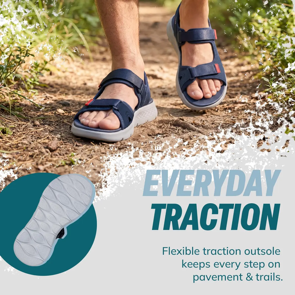 Skechers Men’s Hands Free Slip-Ins Go Walk Flex Easy Entry Sandal, Navy/Red, 8 | Lightweight Comfort for Active Men - view 3