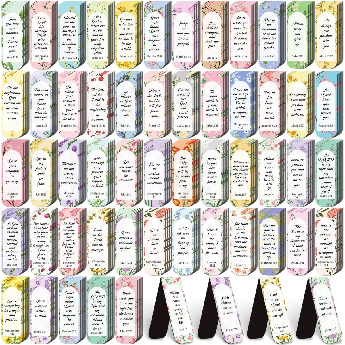 Diteryy Flower Bible Magnetic Bookmarks 100 Pack | Inspirational Christian Page Markers for Books - main product image