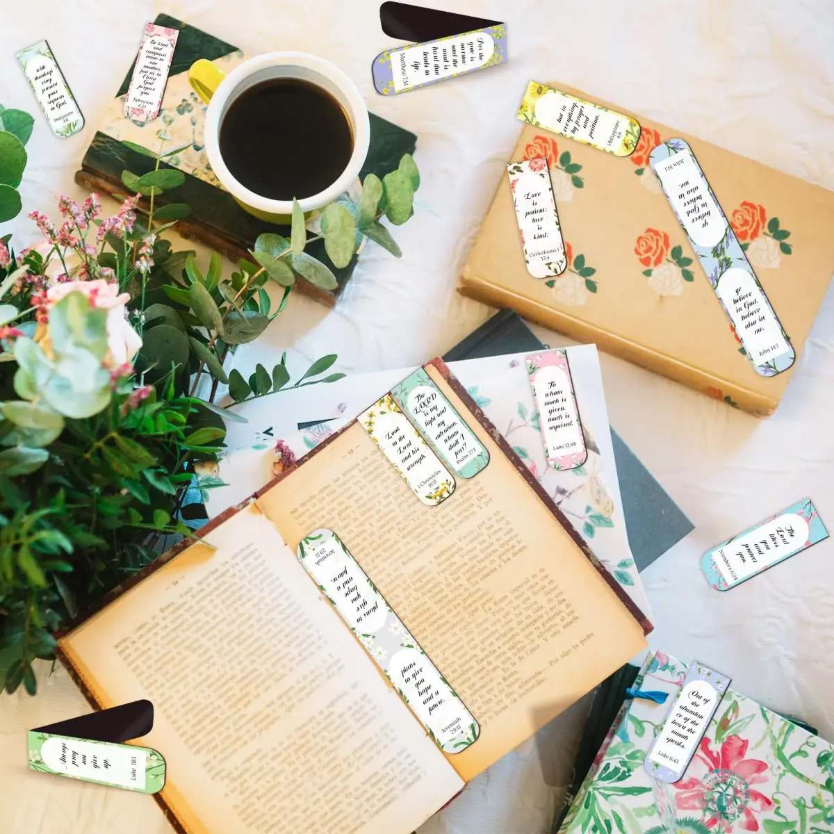 Diteryy Flower Bible Magnetic Bookmarks 100 Pack | Inspirational Christian Page Markers for Books - view 5