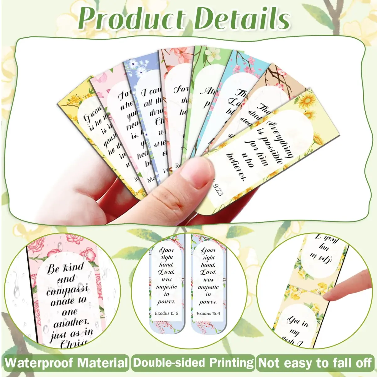 Diteryy Flower Bible Magnetic Bookmarks 100 Pack | Inspirational Christian Page Markers for Books - view 2