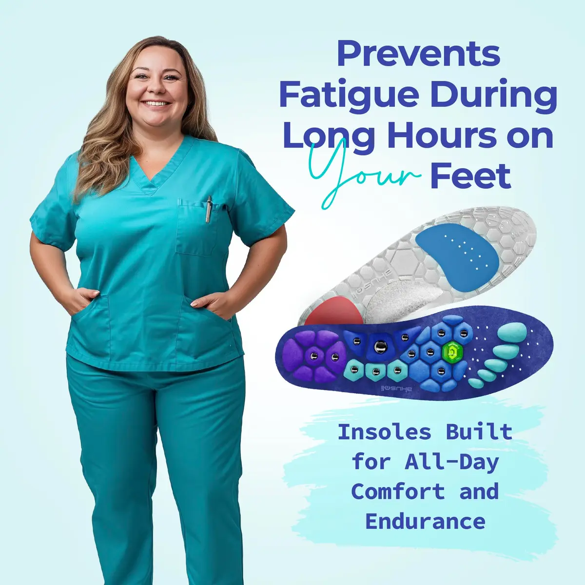 Akusoli Shoe Inserts for Women S/M | Memory Foam Arch Support, Magnetic Acupressure, Trim-to-Fit (80g) - view 6