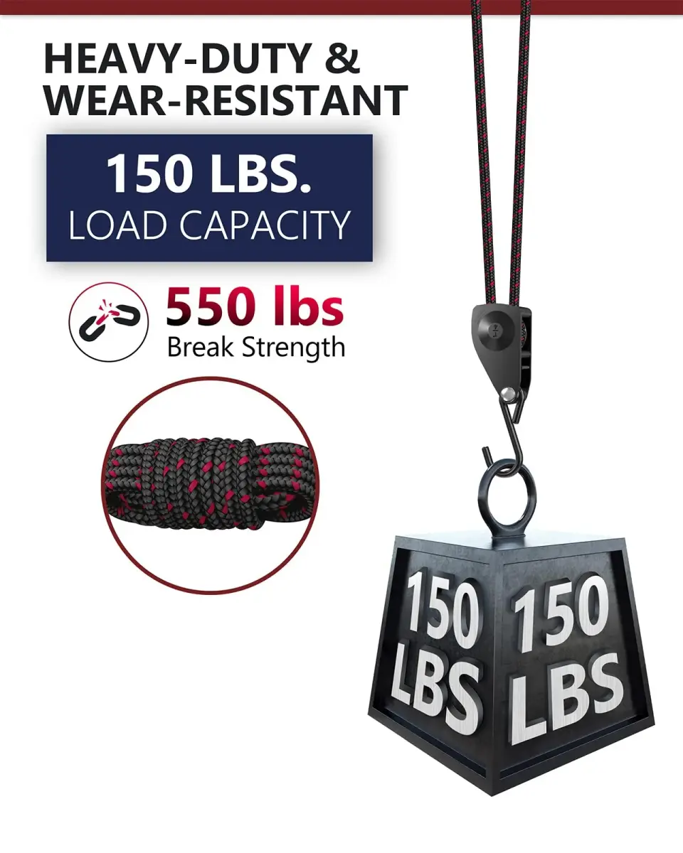 VIPARSPECTRA 1/4" Heavy Duty Adjustable Rope Hangers 8 Pack, 12FT Tie-Down | 150 lbs WLL per Ratchet - view 6