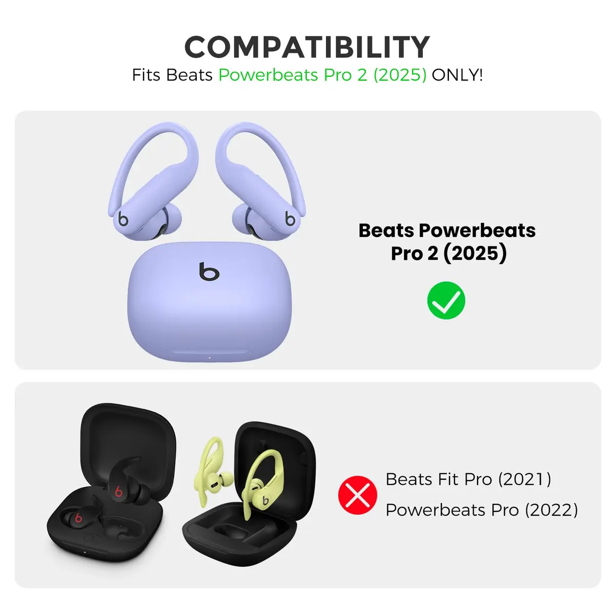 AHASTYLE Silicone Case for Beats Powerbeats Pro 2 (2025) Quick Sand | Protects & Showcases Logo - view 2