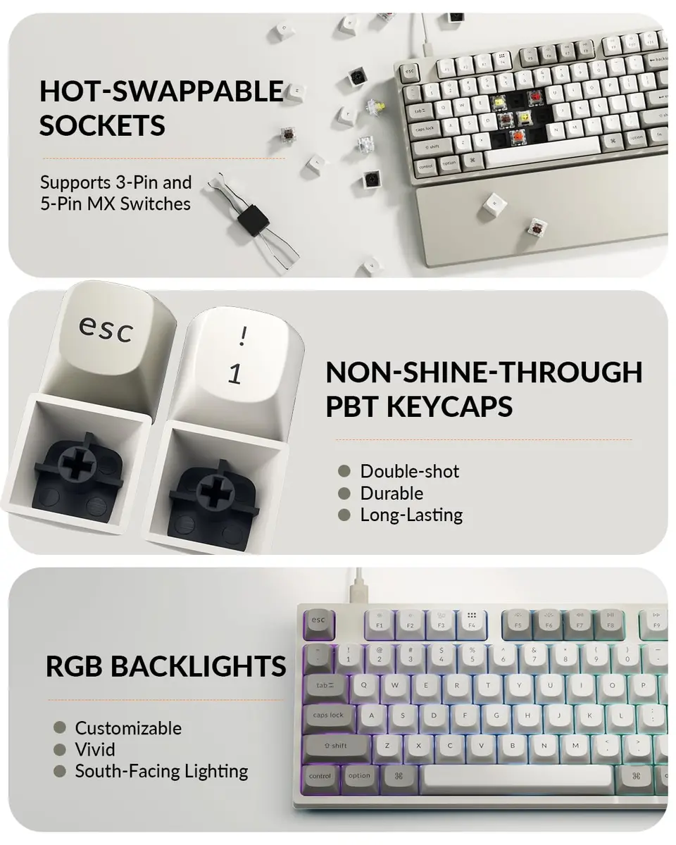 Keychron C2 Pro Full Size Wired Mechanical Keyboard with 8K Hz Polling Rate | RGB Backlit, Hot-Swappable, Mac & Windows Compatible - view 6