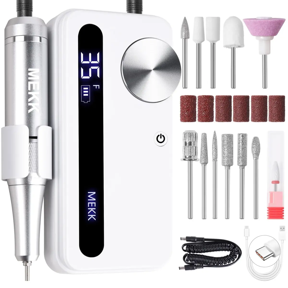 MEKK Professional Nail Drill 35000RPM Cordless E-File with LCD Display | Salon-Quality Nail Care - main product image