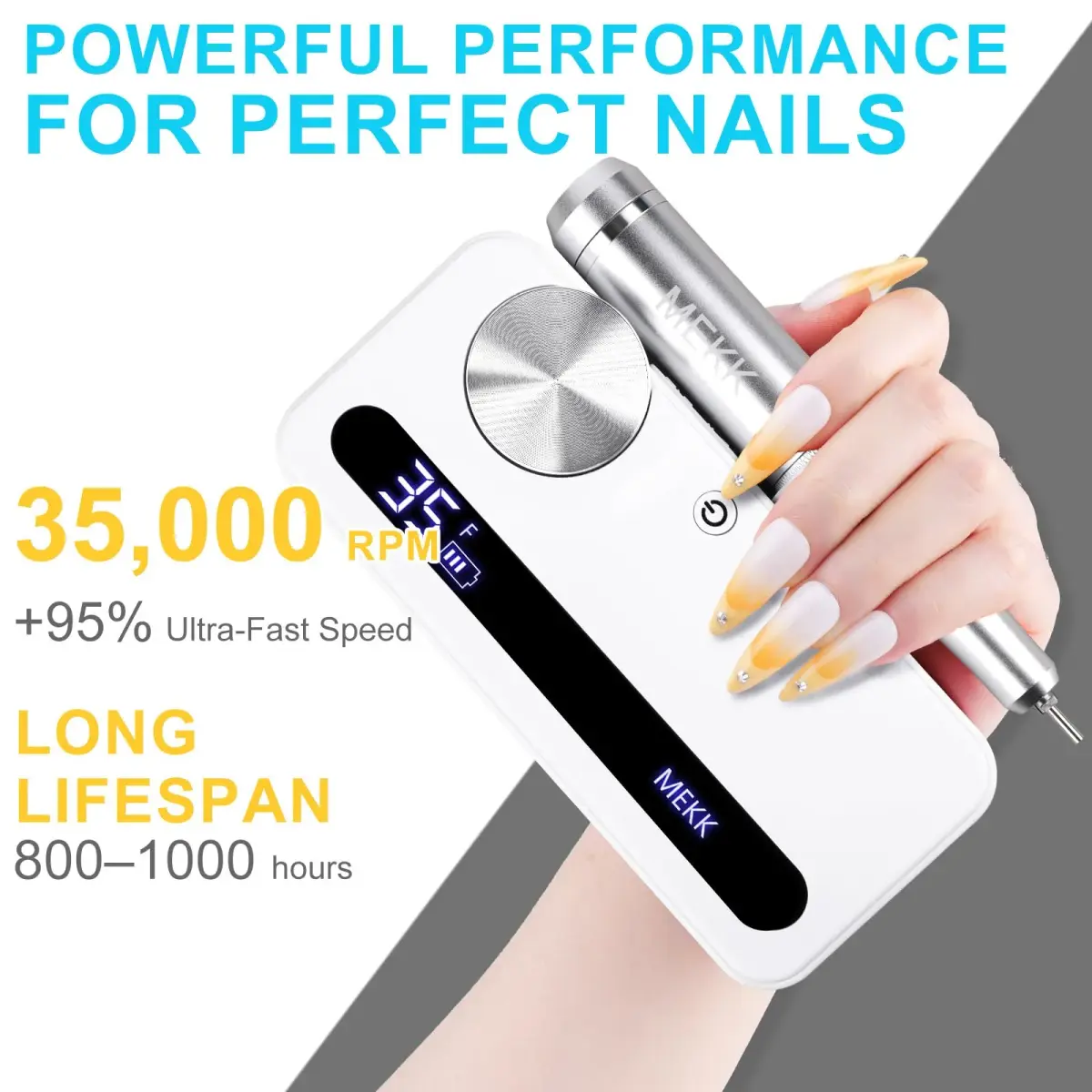 MEKK Professional Nail Drill 35000RPM Cordless E-File with LCD Display | Salon-Quality Nail Care - view 6