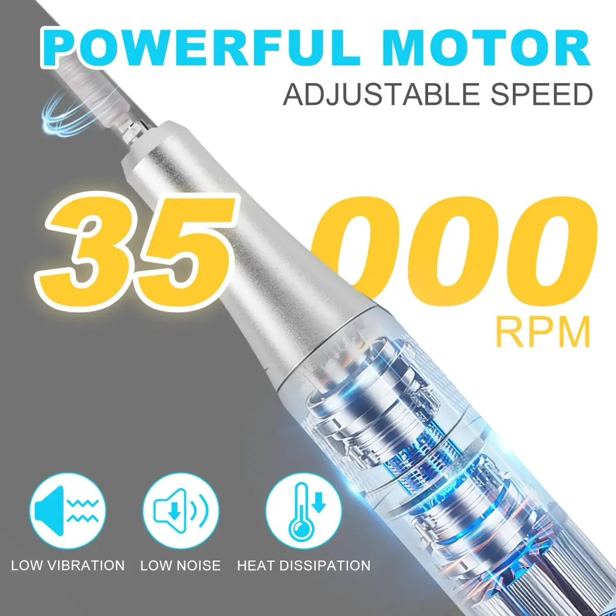 MEKK Professional Nail Drill 35000RPM Cordless E-File with LCD Display | Salon-Quality Nail Care - view 2