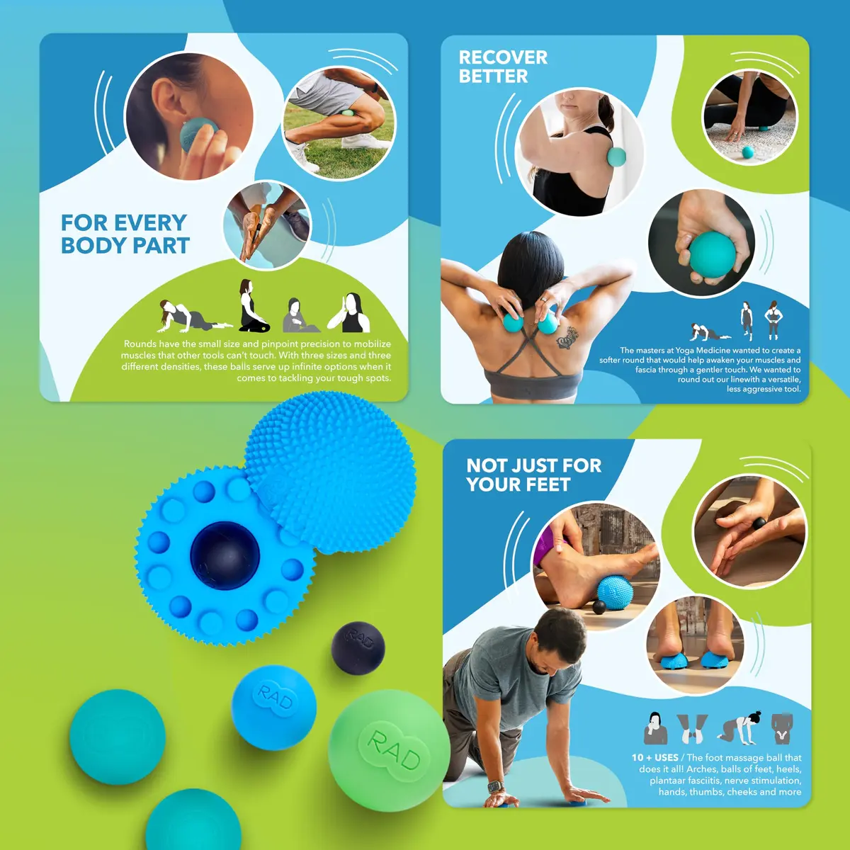 RAD Baller Bundle Myofascial Release Balls 5 Tools (Set of 5) - view 4