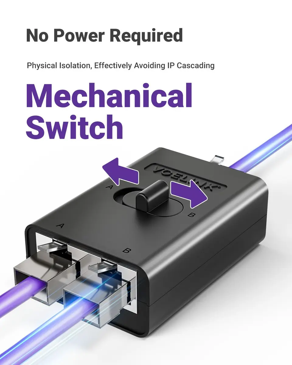 VCELINK 1000Mbps Passive Ethernet Selector Switch, 2-Pack | 1Gbps Speed, Plug-and-Play - view 3