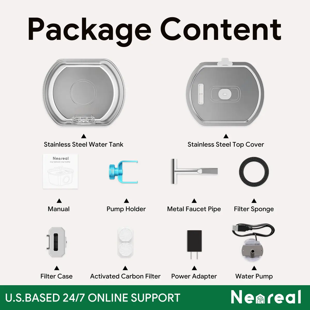 Neareal Cat Water Fountain Stainless Steel 3.2L | Quiet, Durable & Leak-Proof - view 9