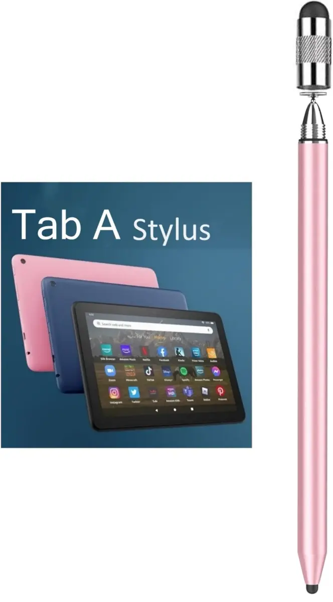 fllynewrite 3-in-1 Stylus Pen for Samsung Galaxy Tab A9+/A8/A7/A7 Lite & iPad Pro/iPhone/Fire/Surface, Rose Gold (1 Disc Tip + 1 Cap) - main product image