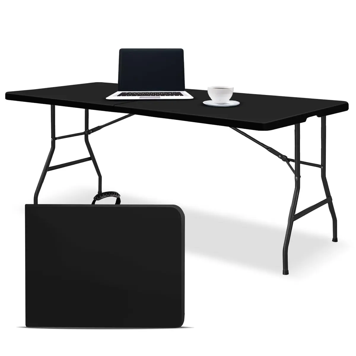 EconoHome 8ft Folding Table with Handle | Heavy-Duty Portable Indoor & Outdoor Table - main product image