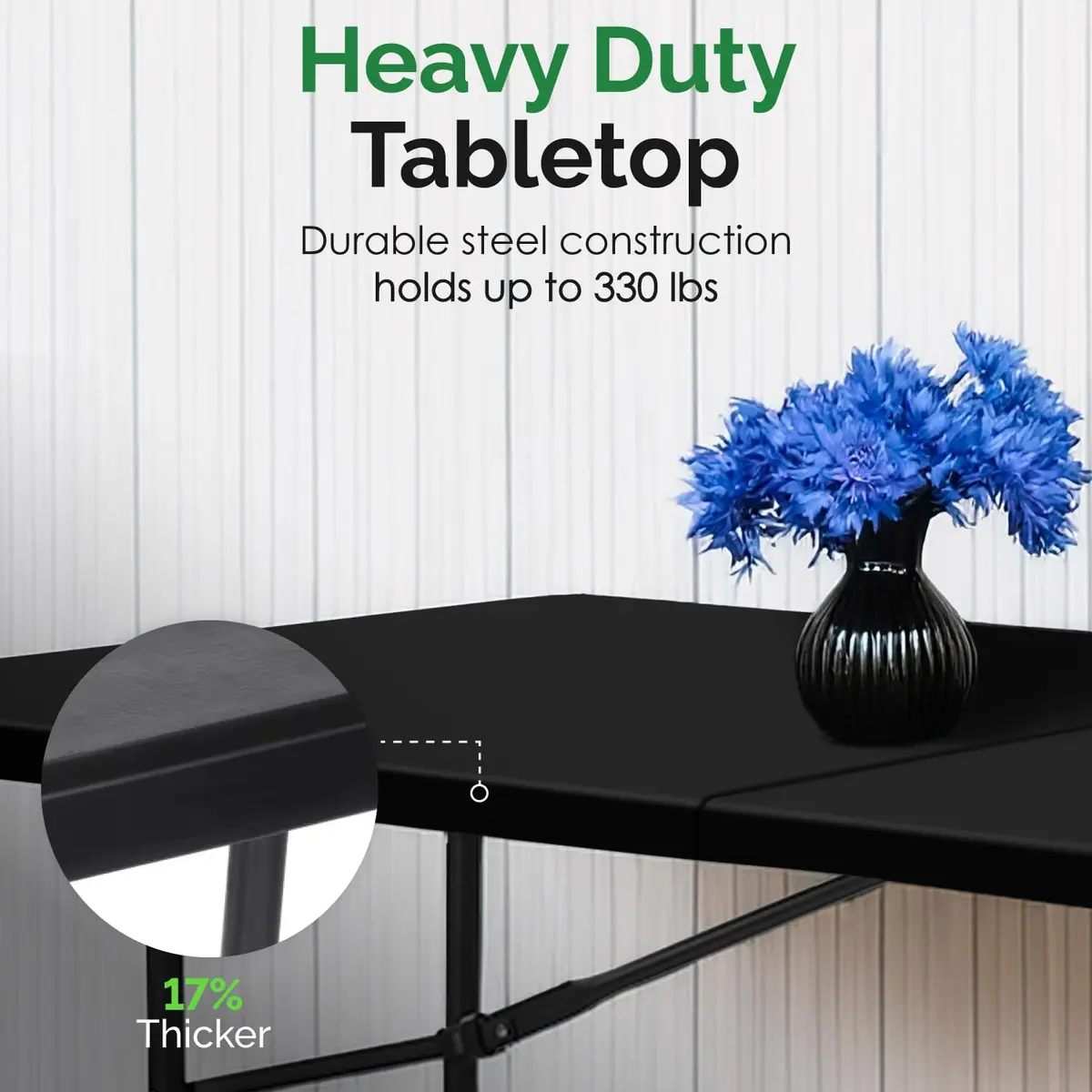 EconoHome 8ft Folding Table with Handle | Heavy-Duty Portable Indoor & Outdoor Table - view 3