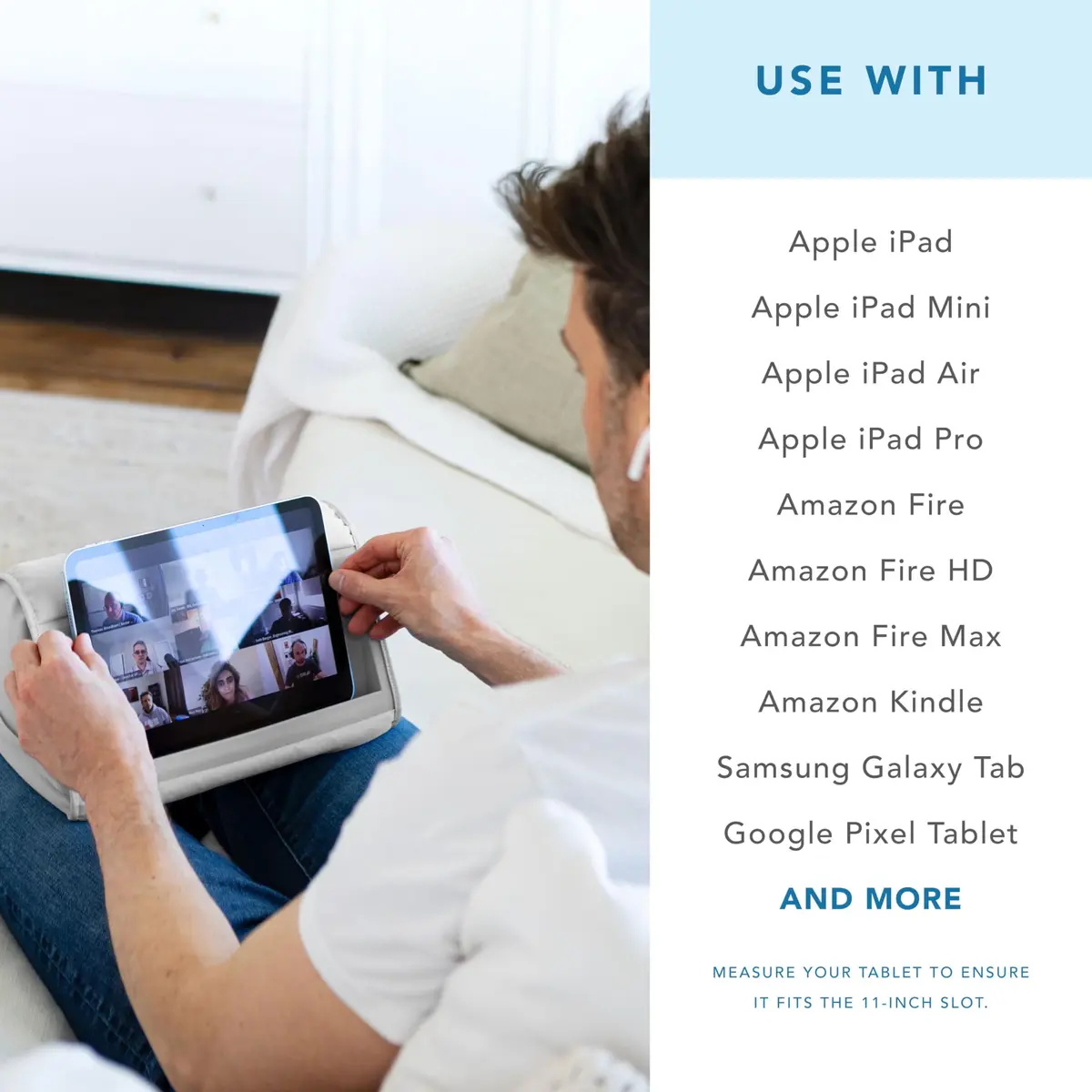 LapGear Tablet Pillow Stand Gray 11” Slot | Microbead Cushion for Hands-Free Use - view 6