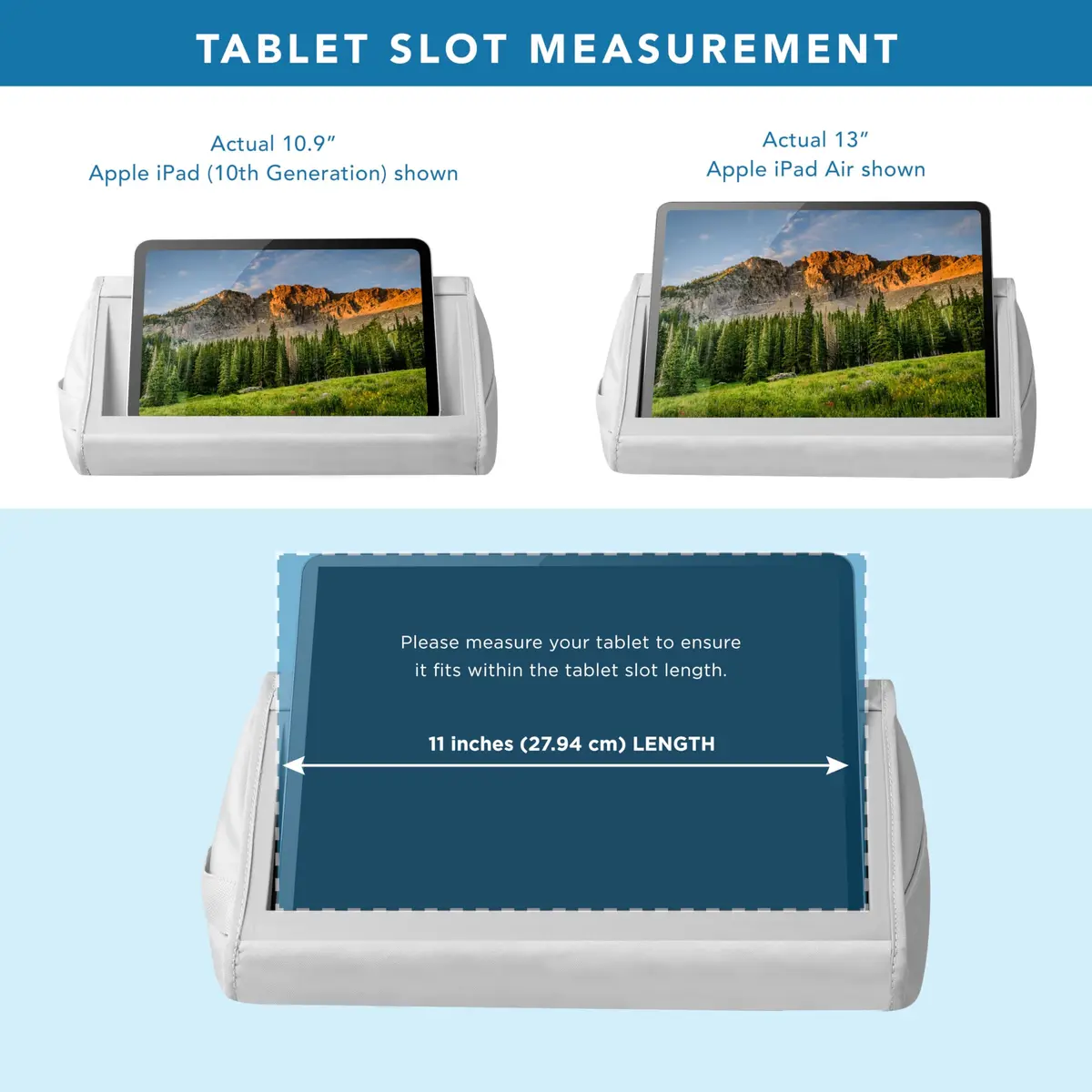 LapGear Tablet Pillow Stand Gray 11” Slot | Microbead Cushion for Hands-Free Use - view 3
