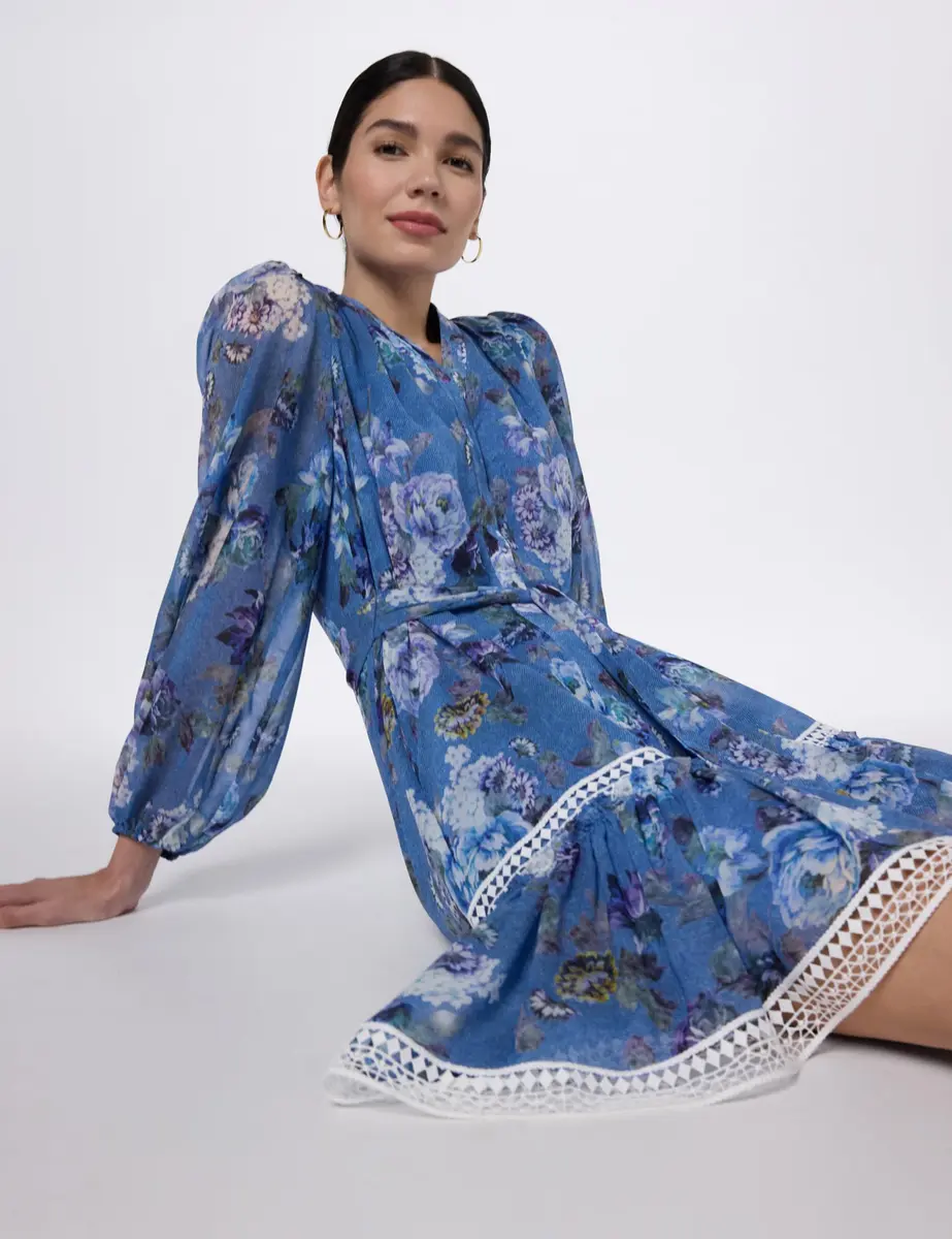 Kobi Halperin Women's Elisa Dress, Blue Multi, X-Small | Effortless luxury, flattering fit, imported from USA - view 2