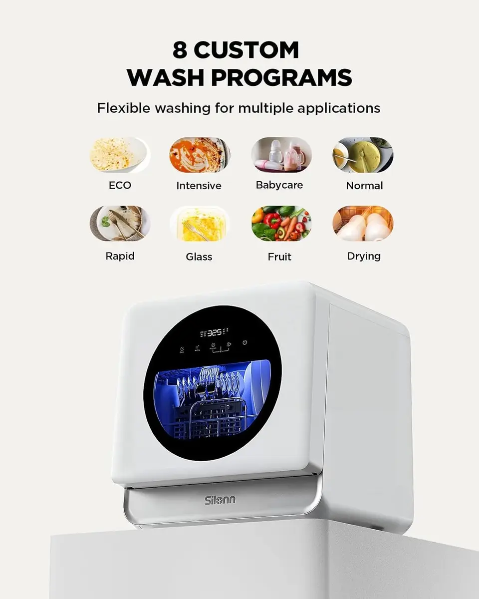 Silonn Portable Countertop Dishwasher with App Control, 5L Water Tank, 8 Wash Programs, 4 Place Settings | Compact & Smart - view 5