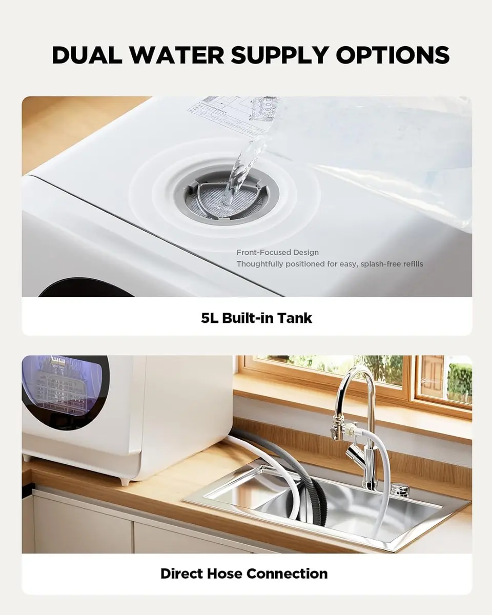 Silonn Portable Countertop Dishwasher with App Control, 5L Water Tank, 8 Wash Programs, 4 Place Settings | Compact & Smart - view 6