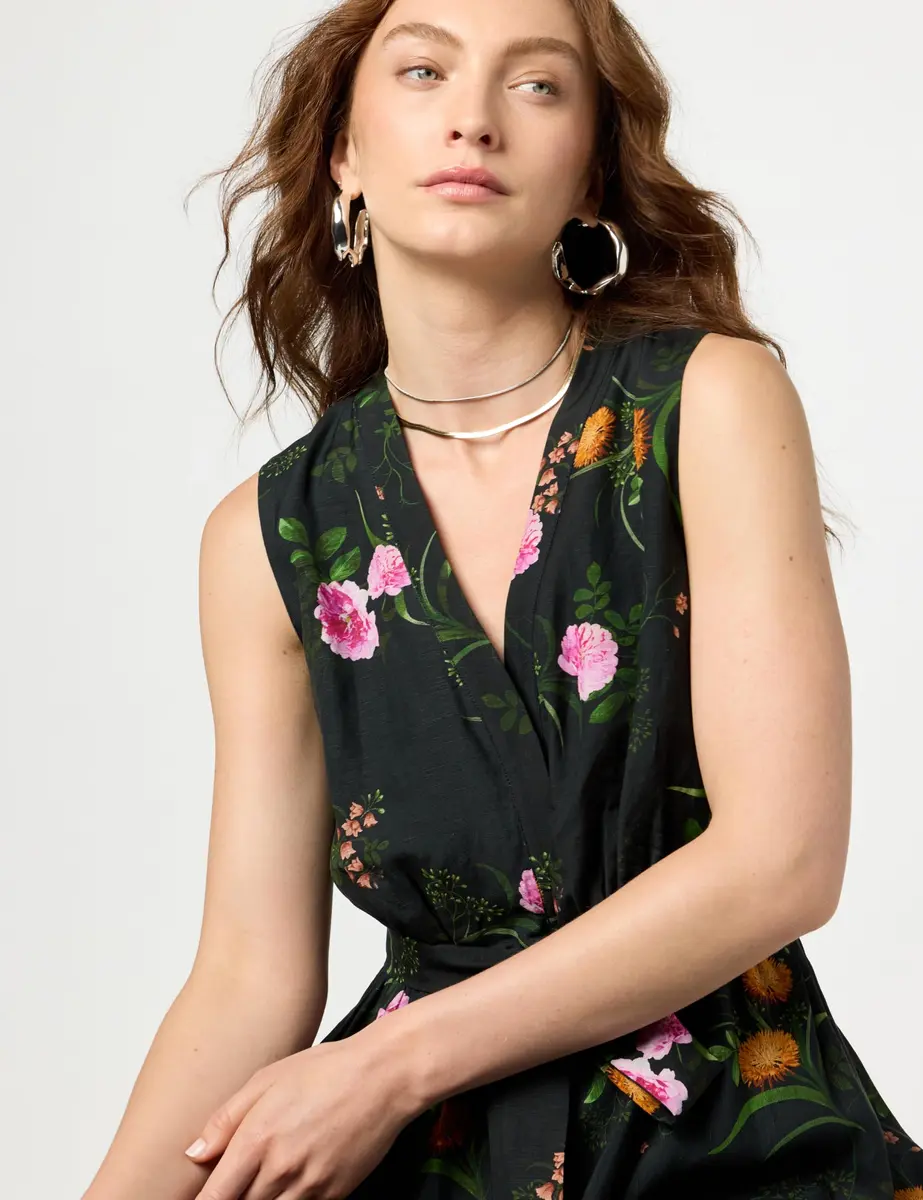Kobi Halperin Women's Violet Dress, Black Multi, Medium | Sleeveless V-Neck Dress with Self-Tie, Fall Style - view 4