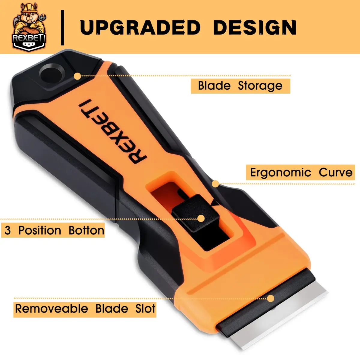 REXBETI Upgraded Razor Blade Scraper Tool | 7 Metal & 150 Plastic Blades for Glass, Stovetop, Walls - view 6