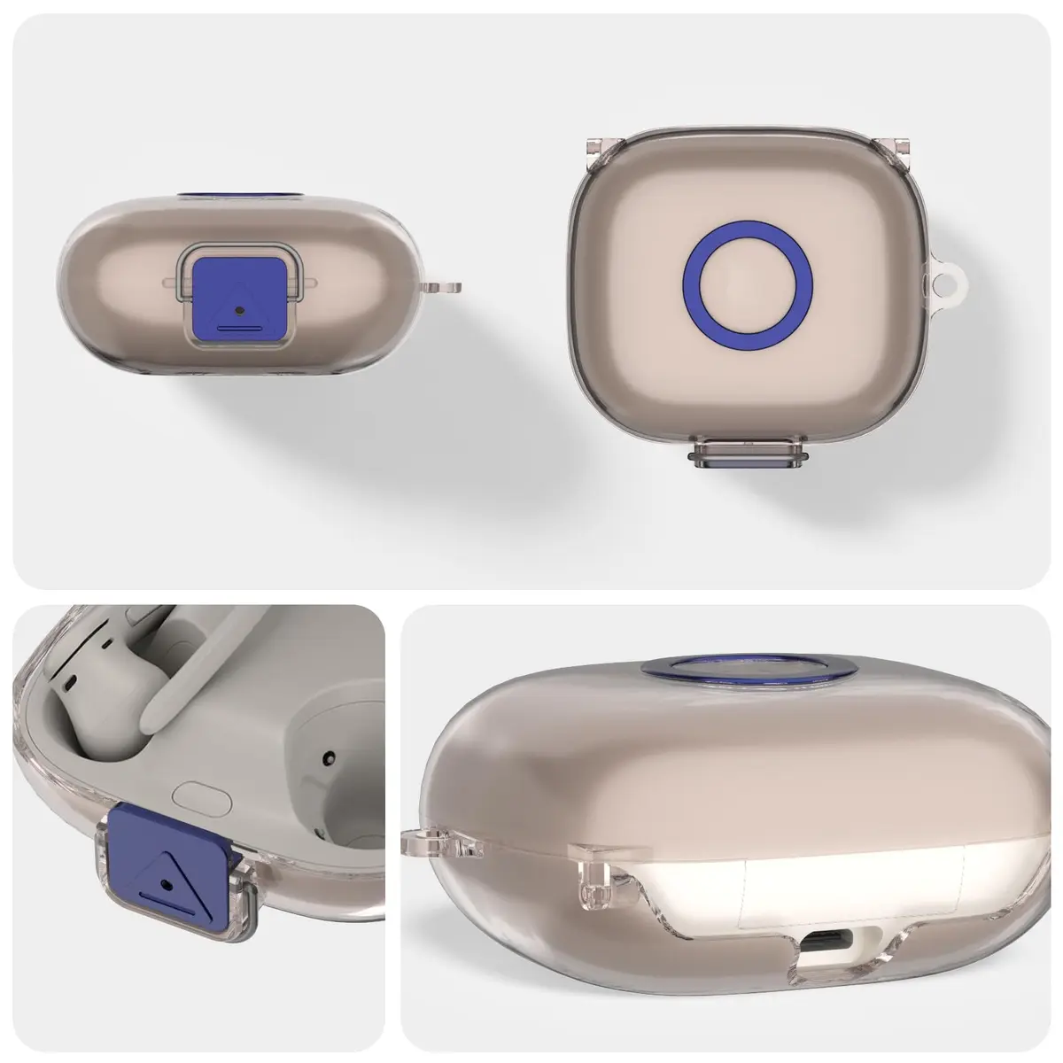 Nimuw Secure Lock Case for Beats Powerbeats Pro 2, Clear Grey | Full Protection with Carabiner & Cleaning Kit - view 4