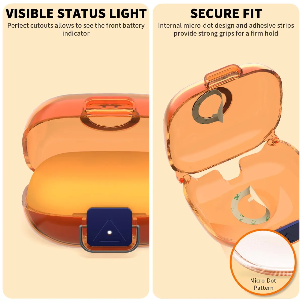 Nimuw Secure Lock Case for Beats Powerbeats Pro 2, Clear Orange | Full Body Protection with Carabiner & Cleaning Kit - view 5