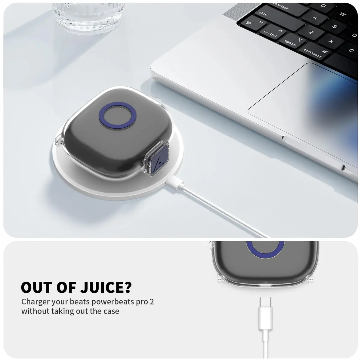 Nimuw Secure Lock Case for Beats Powerbeats Pro 2 with Carabiner & Cleaning Kit, Clear - view 6