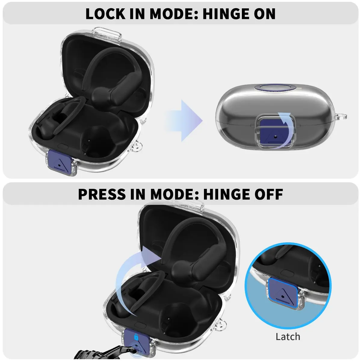Nimuw Secure Lock Case for Beats Powerbeats Pro 2 with Carabiner & Cleaning Kit, Clear - view 3