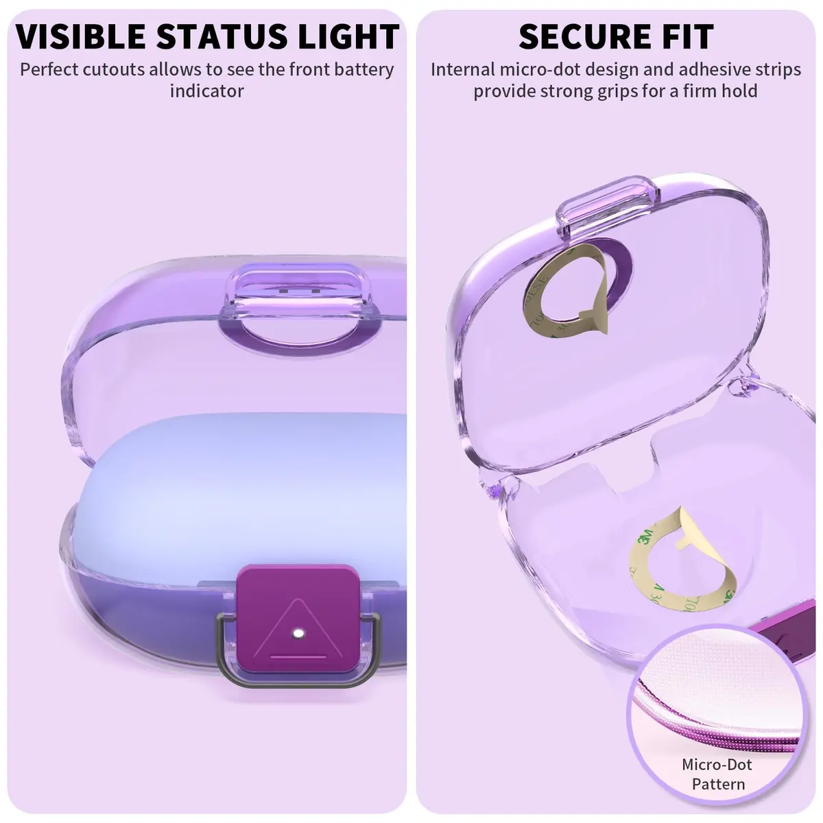 Nimuw Secure Lock Case for Beats Powerbeats Pro 2 | Clear Purple TPU with Carabiner & Cleaning Kit - view 5