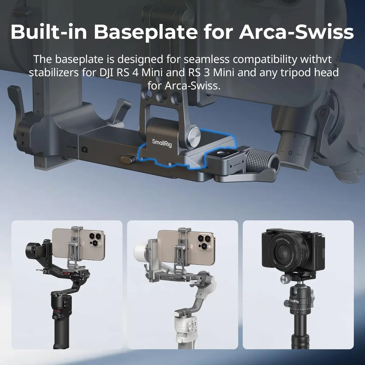 SMALLRIG Metal Phone Mount with Baseplate for Arca-Swiss - 5338 | Versatile, Durable & Compatible with DJI RS Mini - view 6