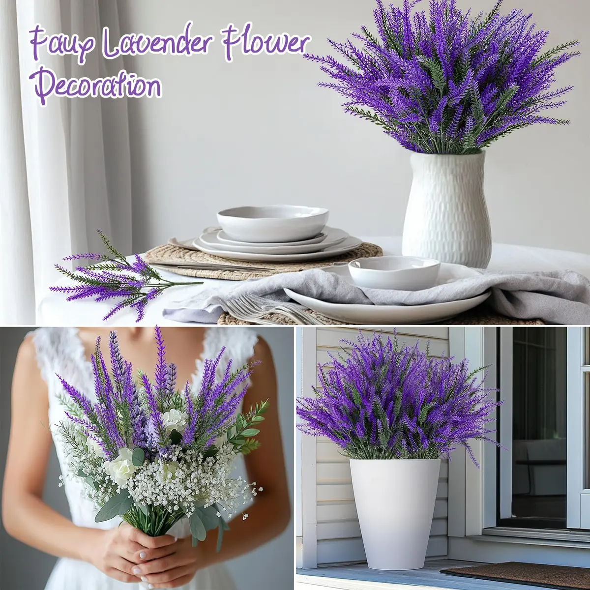 RAINFLOW Artificial Lavender Flowers 8 pcs | Outdoor Faux Lavender Plants for Patio & Indoor Decor - view 6