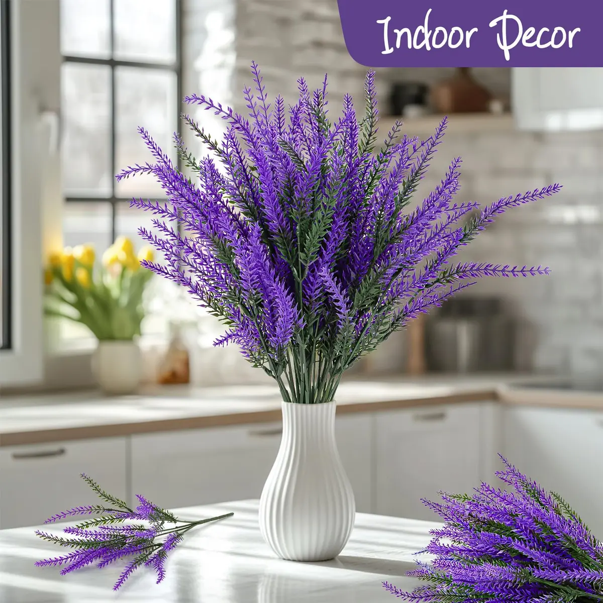 RAINFLOW Artificial Lavender Flowers 8 pcs | Outdoor Faux Lavender Plants for Patio & Indoor Decor - view 3