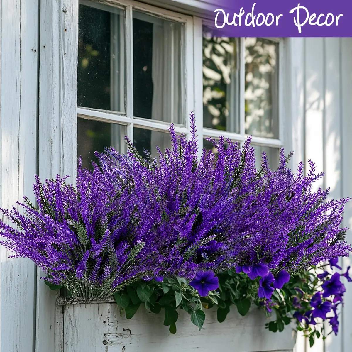 RAINFLOW Artificial Lavender Flowers 8 pcs | Outdoor Faux Lavender Plants for Patio & Indoor Decor - view 4
