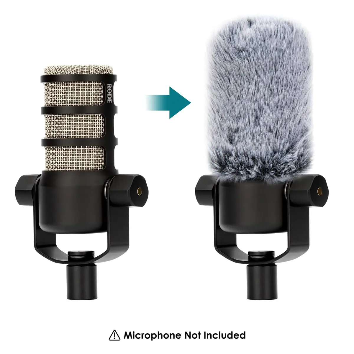 YOUSHARES PodMic Pop Filter Furry Cover - Mic Windscreen Wind Cover for Rode PodMic, Blocks Out Plosives, Gray - view 4