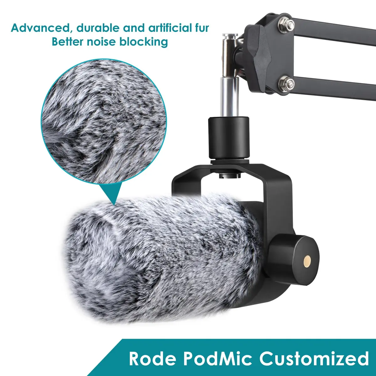 YOUSHARES PodMic Pop Filter Furry Cover - Mic Windscreen Wind Cover for Rode PodMic, Blocks Out Plosives, Gray - view 5
