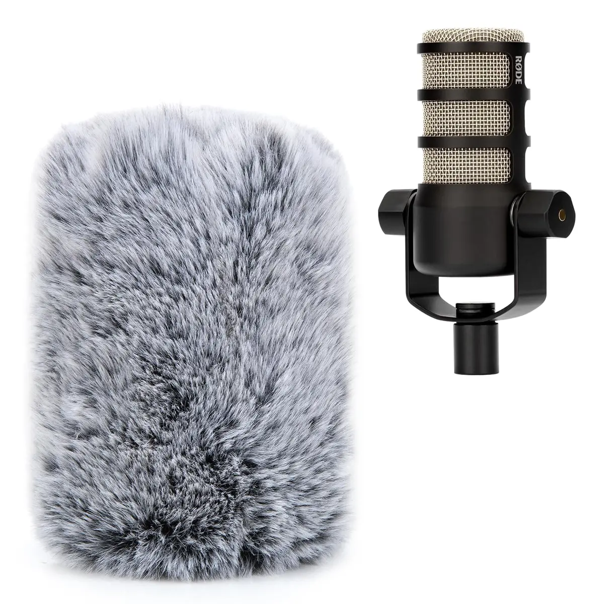 YOUSHARES PodMic Pop Filter Furry Cover - Mic Windscreen Wind Cover for Rode PodMic, Blocks Out Plosives, Gray - main product image
