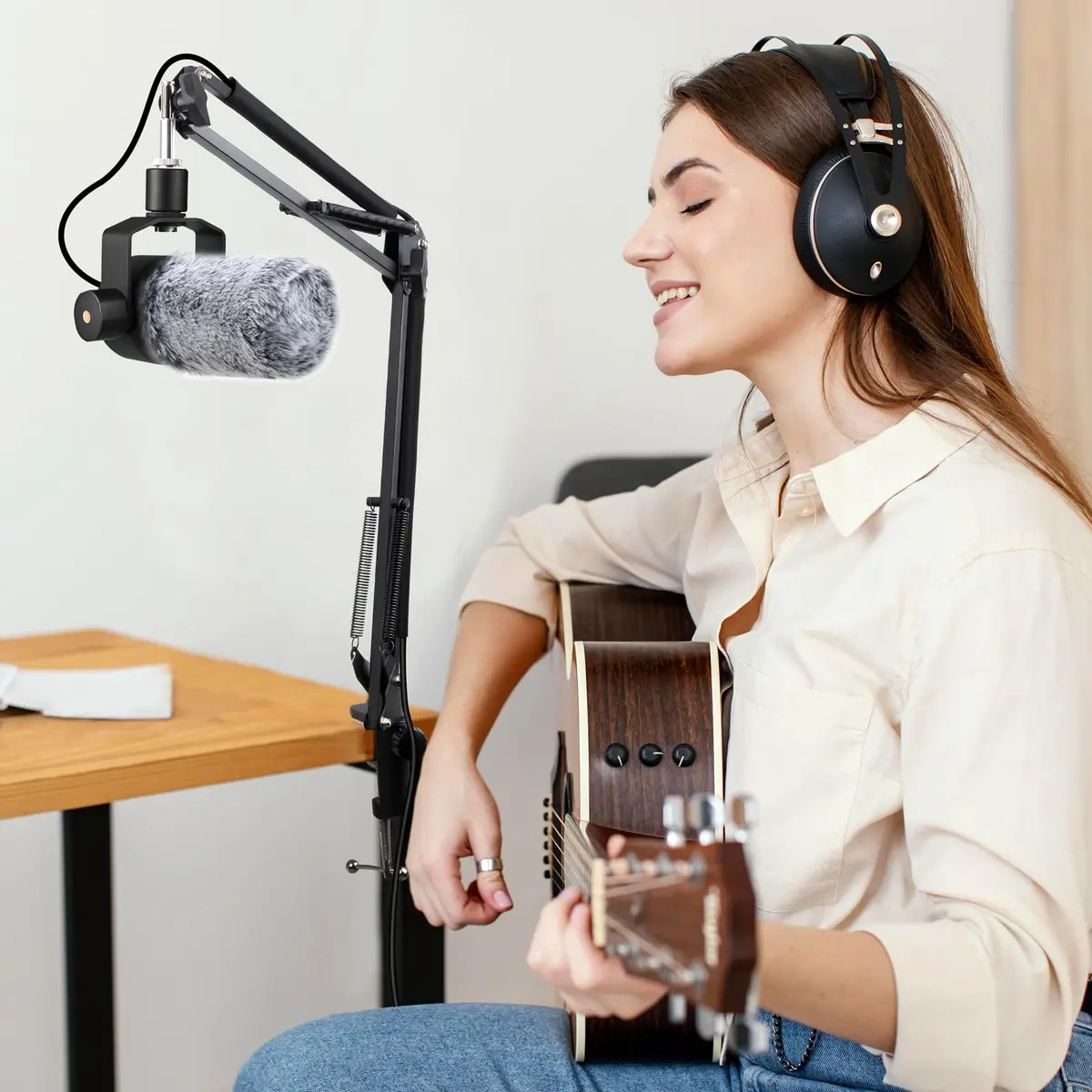YOUSHARES PodMic Pop Filter Furry Cover - Mic Windscreen Wind Cover for Rode PodMic, Blocks Out Plosives, Gray - view 7