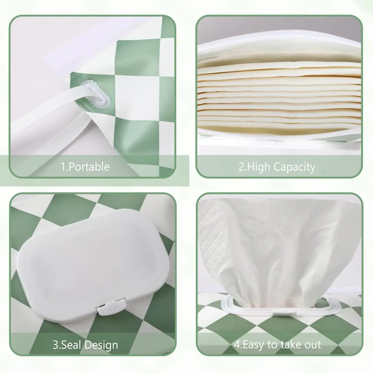 FEBSNOW Baby Wipe Dispenser Holder 4-Pack | Portable Refillable Wet Wipe Pouch 25cm (9.8") - view 3