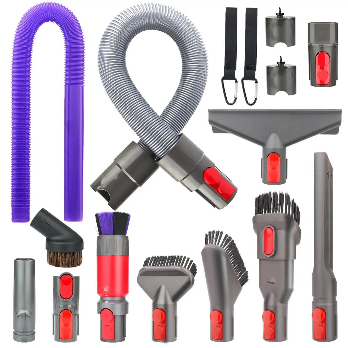Fullclean Dyson Vacuum Cleaner Attachment Kit with Hose, Crevice Tool & Dryer Vent Cleaner (Gray) - main product image