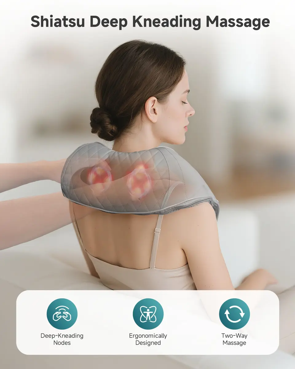 Snailax Cordless Neck Massager with Heat | Rechargeable Deep Tissue Shiatsu for Pain Relief (70-120 chars) - view 2