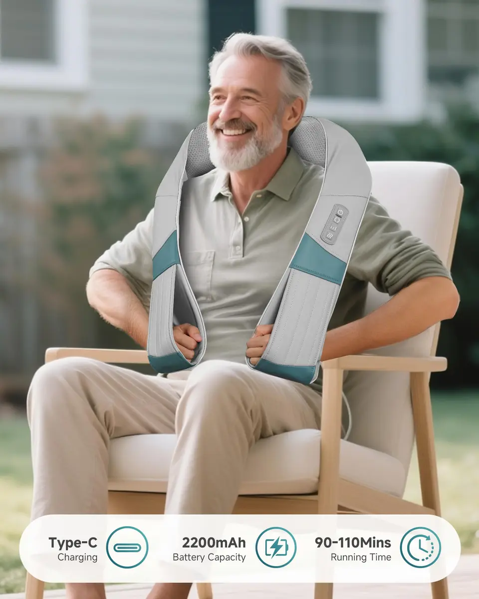 Snailax Cordless Neck Massager with Heat | Rechargeable Deep Tissue Shiatsu for Pain Relief (70-120 chars) - view 3