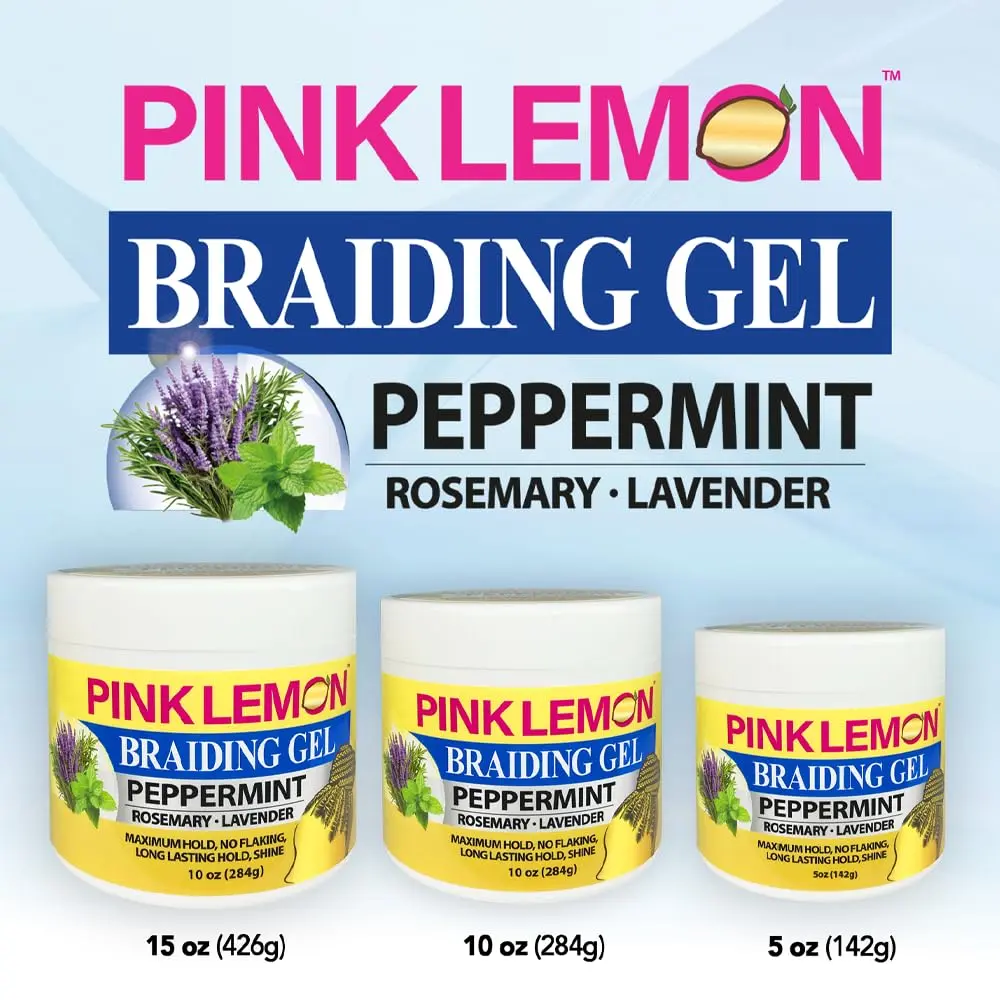 PINK LEMON Braiding Gel Peppermint 10 oz | Maximum Hold, No Flaking, High Shine - view 6