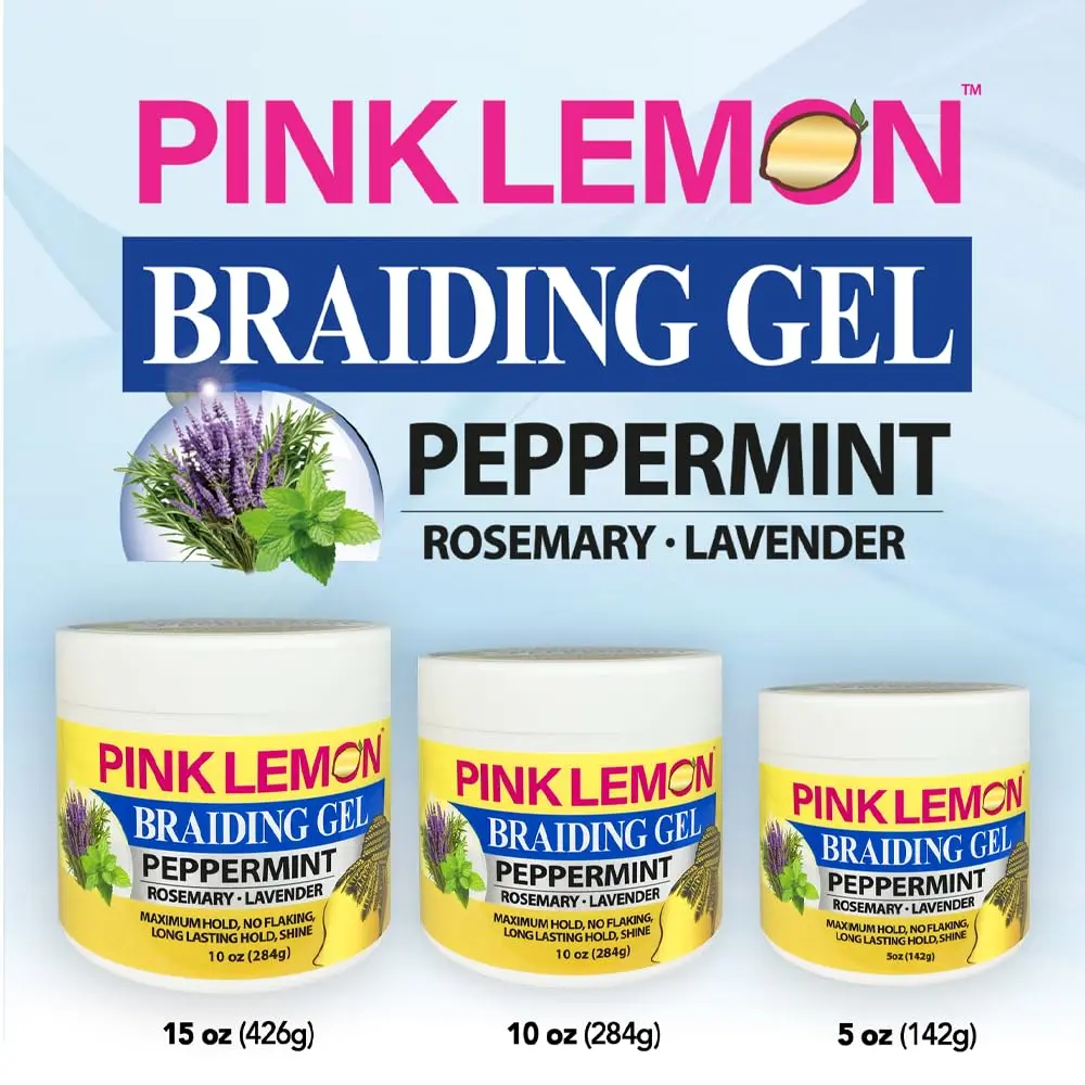 PINK LEMON Braiding Gel Peppermint 5 oz | Maximum Hold, No Flaking, High Shine - view 3