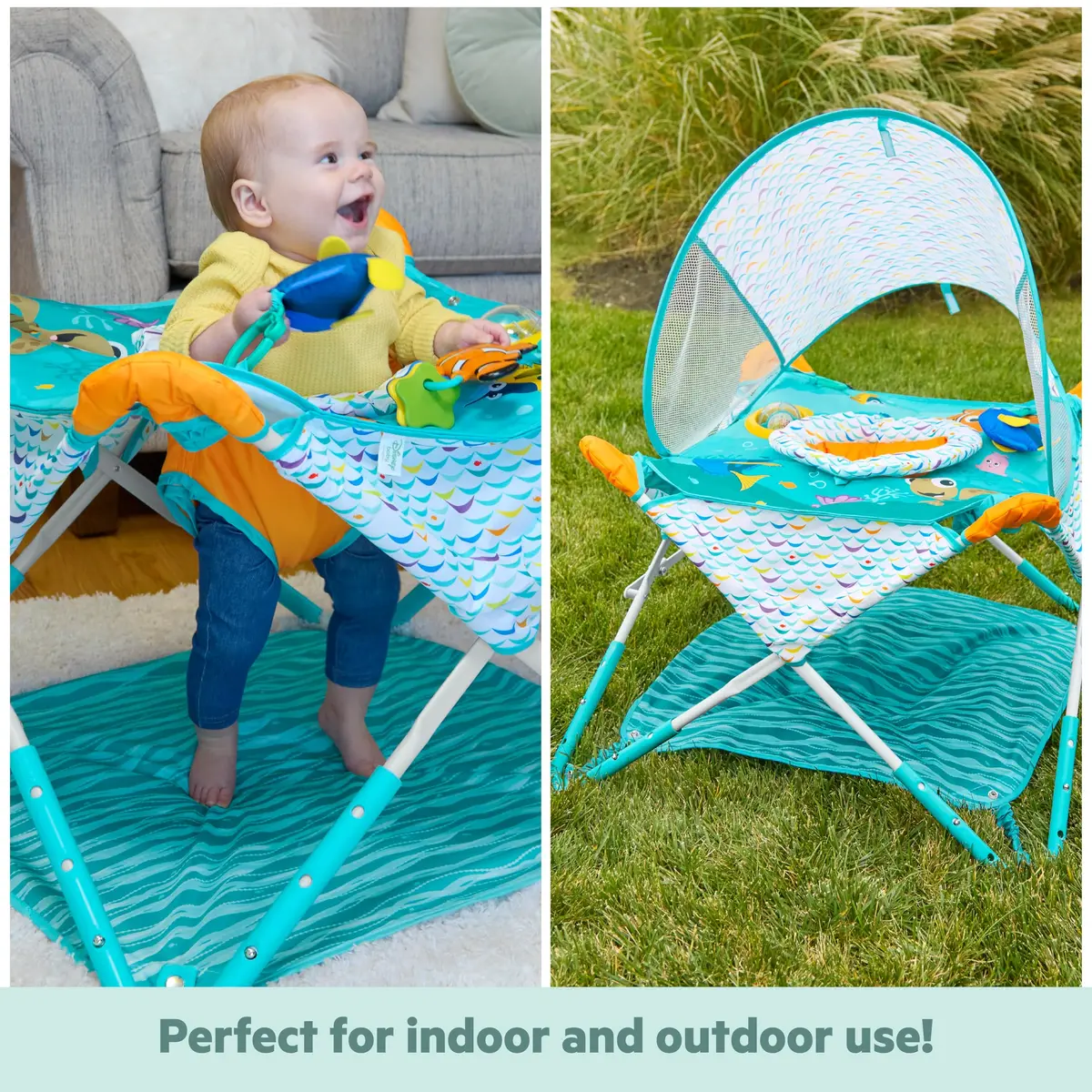 Bright Starts Disney Baby Finding Nemo Pop 'N Jump Portable Baby Jumper | Foldable Indoor/Outdoor Ages 6–12 Months - view 5
