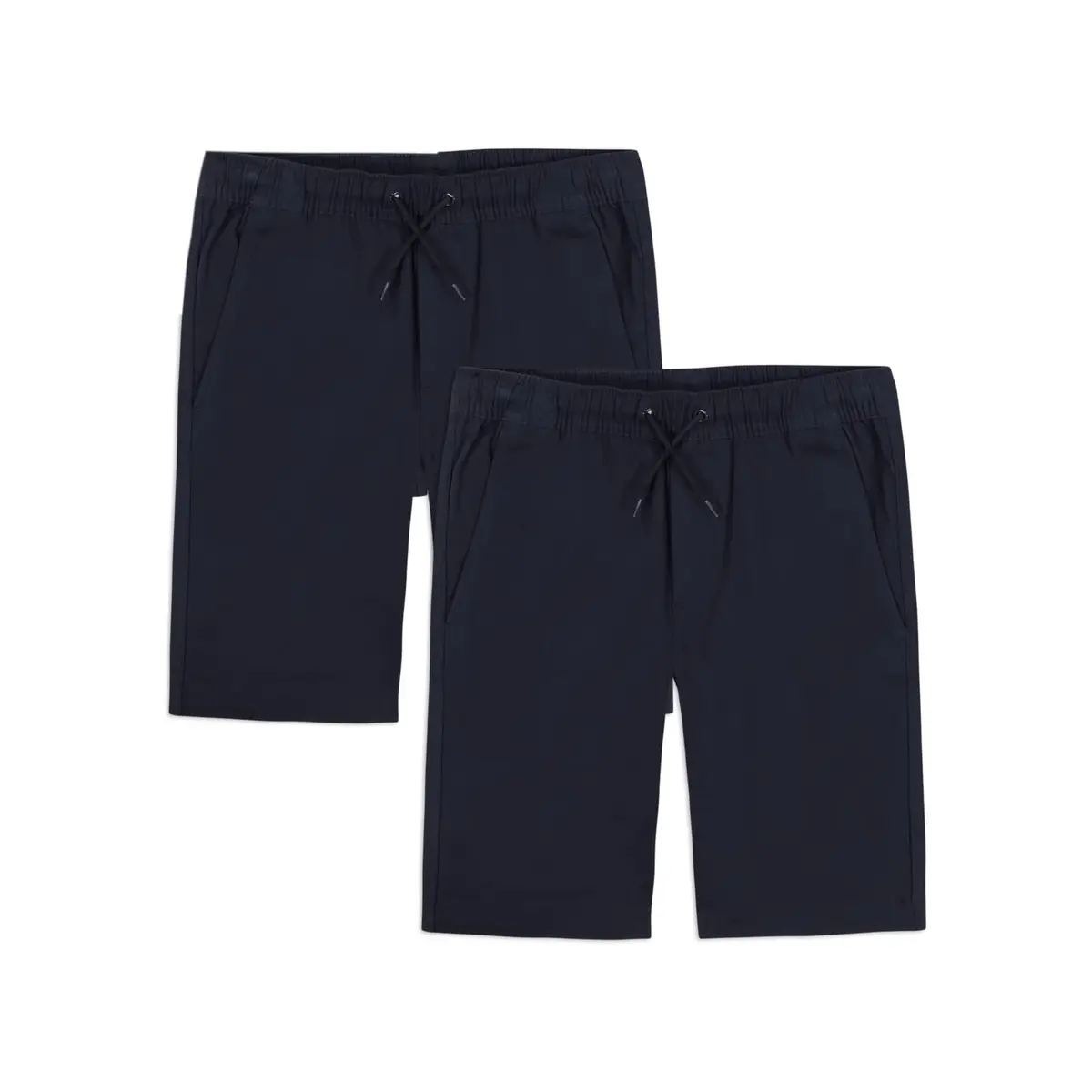 Approved School Wear Boys' School Uniform Pull On Shorts, Stretch Twill & Drawstring Waist, Multipack, Navy/2-Pack - main product image