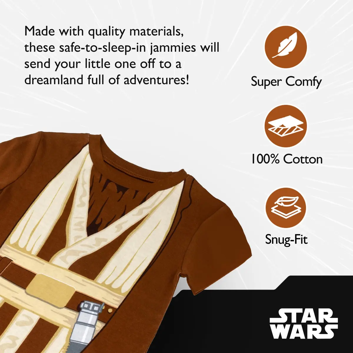 STAR WARS Boys' 2-Piece Snug-fit Cotton Pajama Set Size 8 | Officially Licensed Lucas Star Wars Merchandise - view 2