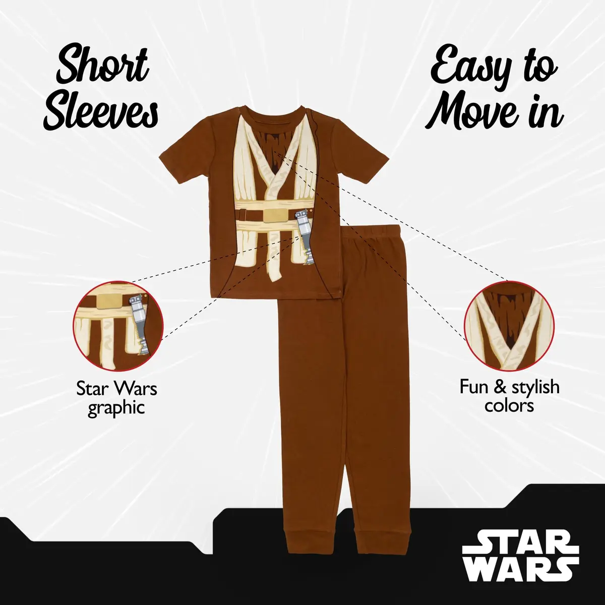 STAR WARS Boys' 2-Piece Snug-fit Cotton Pajama Set Size 8 | Officially Licensed Lucas Star Wars Merchandise - view 3